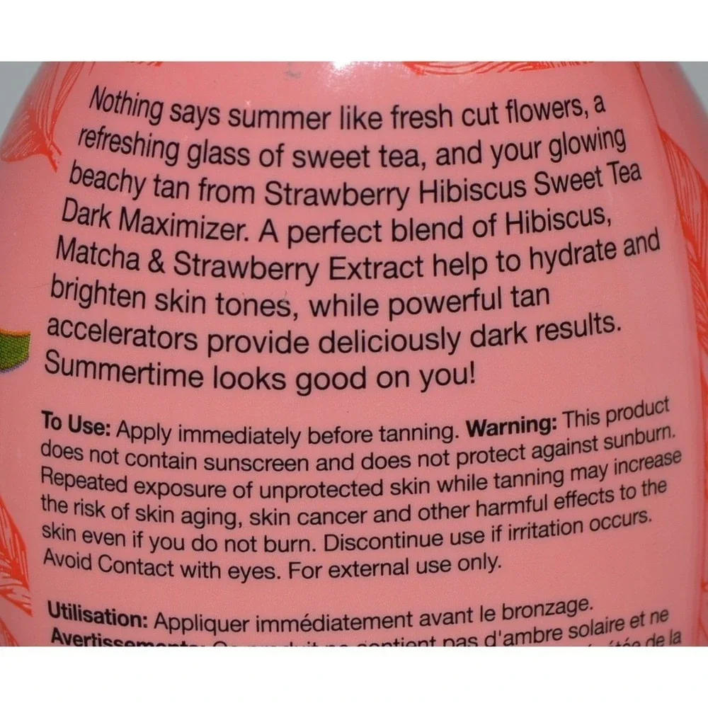 Supre Tan Strawberry Hibiscus Sweet Tea Dark Maximizer Tanning Lotion 8oz